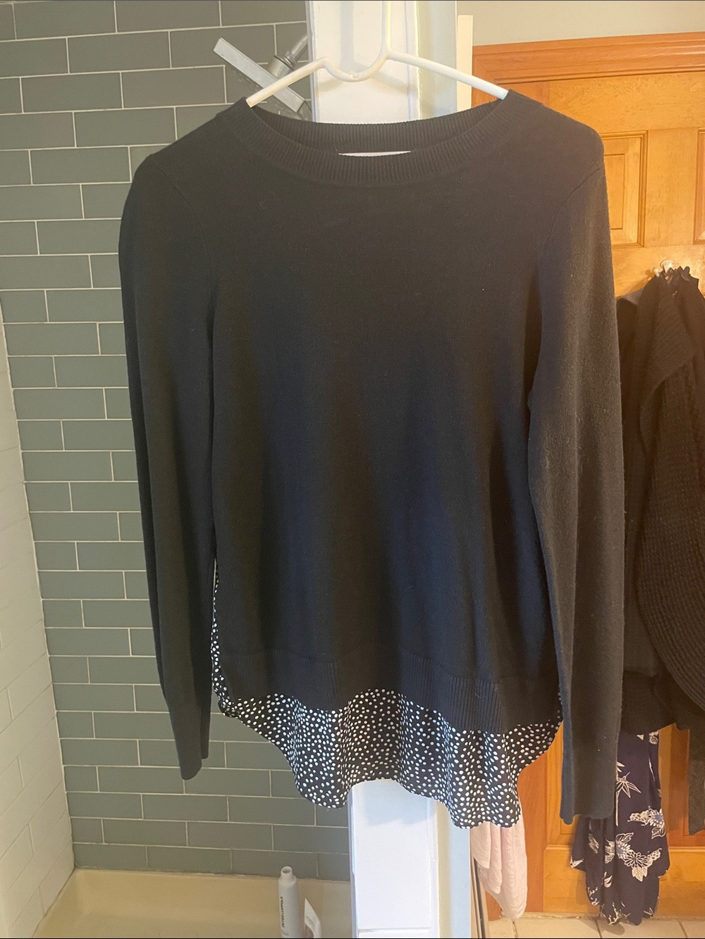 LOFT Black Ribbed Crewneck Sweater